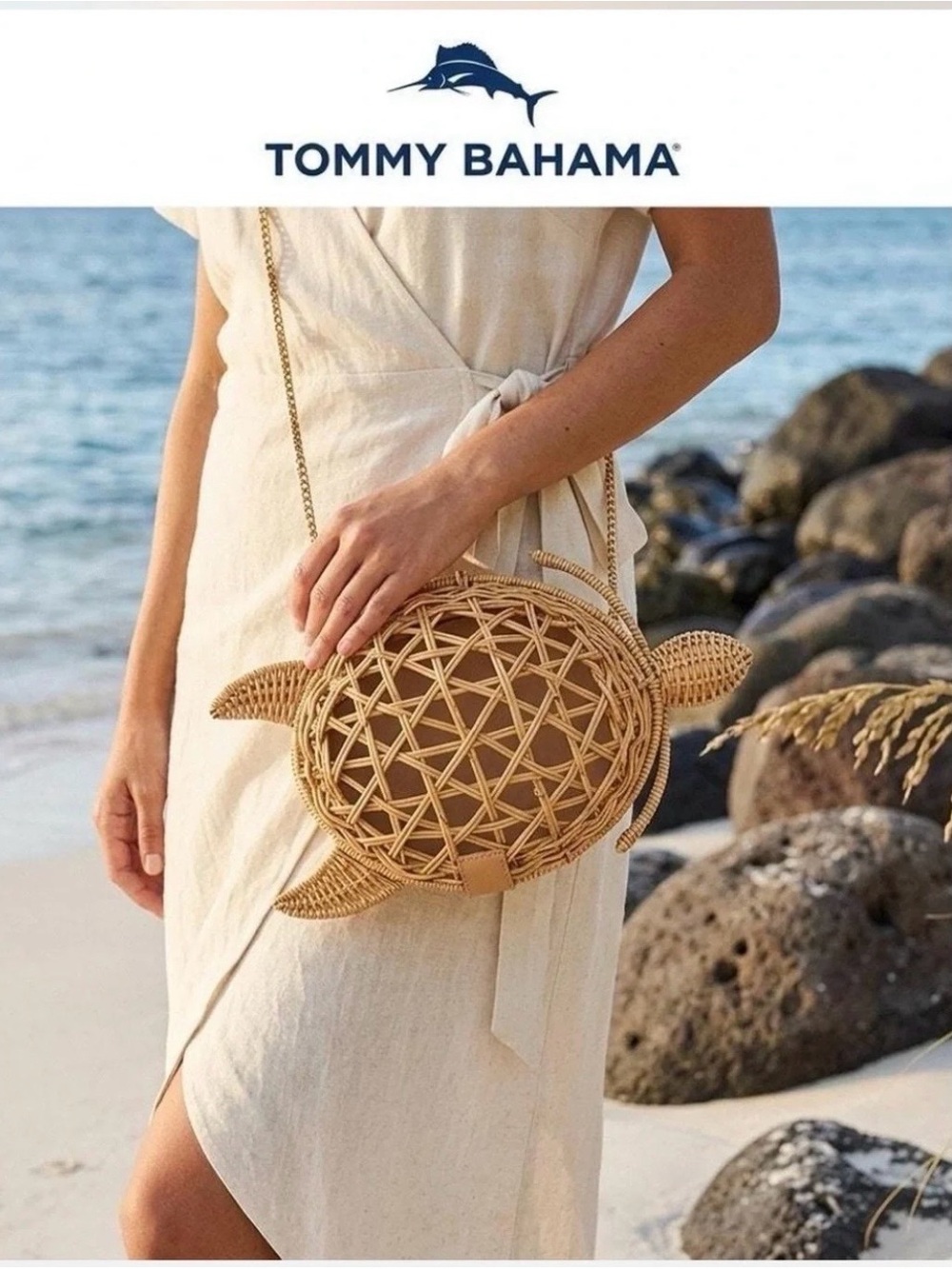 NWT Tommy Bahama Woven Turtle Crossbody Bag
